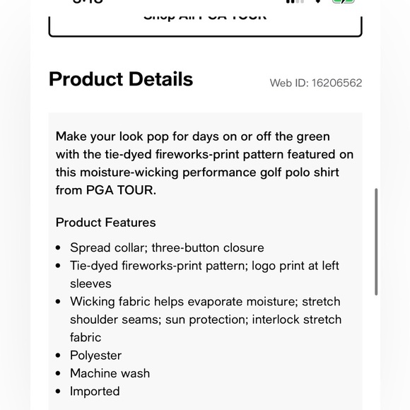 Pga Tour Men's Tie-Dyed Fireworks Print Performance Golf Polo Shirt Sz XXL - Picture 11 of 11